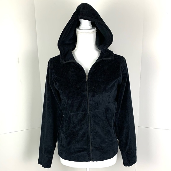 Patagonia Women S Teddy Fleece Jacket Full Zip Hooded Pockets Slim Fit Black - Picture 1 of 14